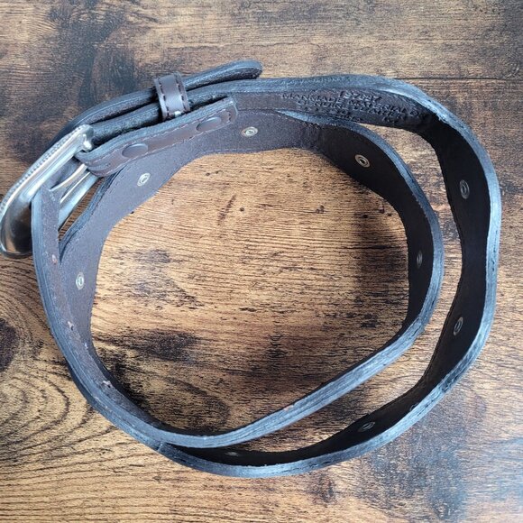 Brown 100% Genuine Leather Rhinestone Cowgirl Rodeo/Western Belt Size Medium Euc - Picture 6 of 6